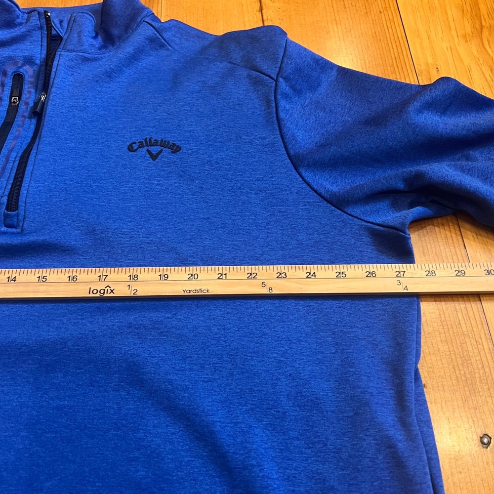 Callaway Mens XXL Blue Heather Quarter Zip Fleece Pullover Golf Jacket Pocket - Picture 5 of 7